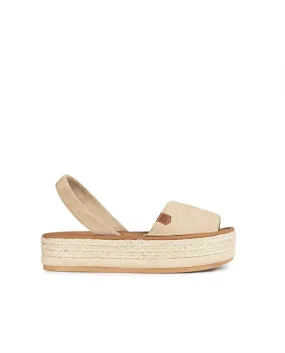 Beige Suede Menorcan Platform Sandals by Rosario