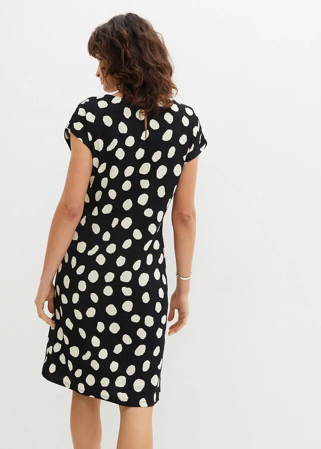 Black-Grey Pebble Print Cotton Dress