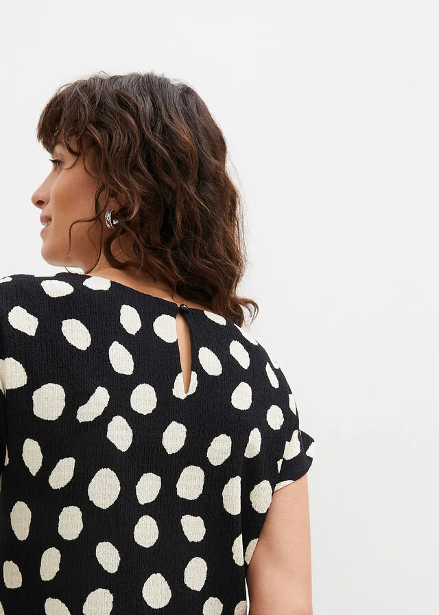 Black-Grey Pebble Print Cotton Dress