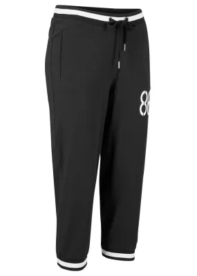 Black Printed Capri Jogger Pants