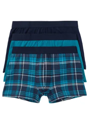 Boxers Blue Checkered/Turquoise (Pack of 3)