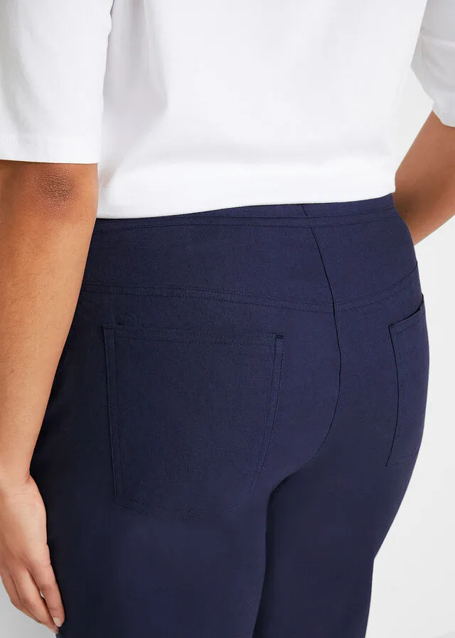 Dark Blue Linen Capri Pants