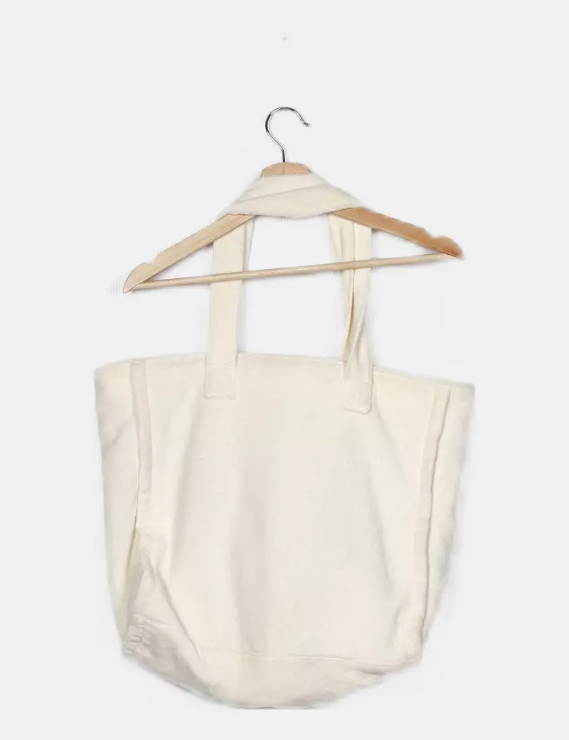H&M White Printed Tote