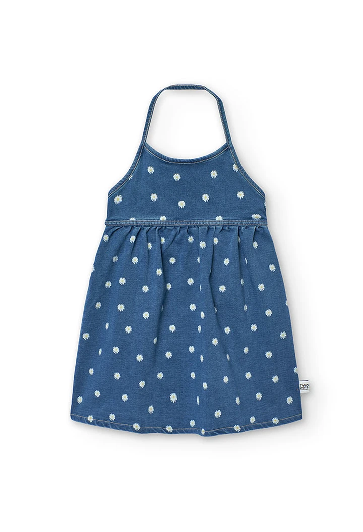 Knit denim girl dress in blue