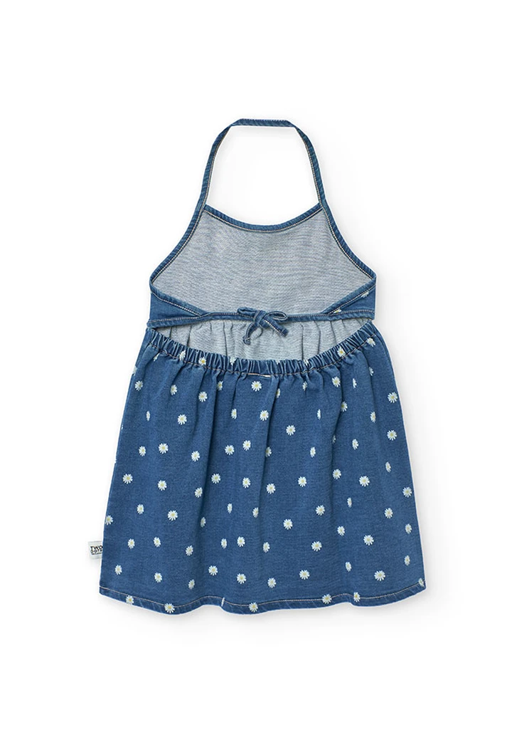 Knit denim girl dress in blue