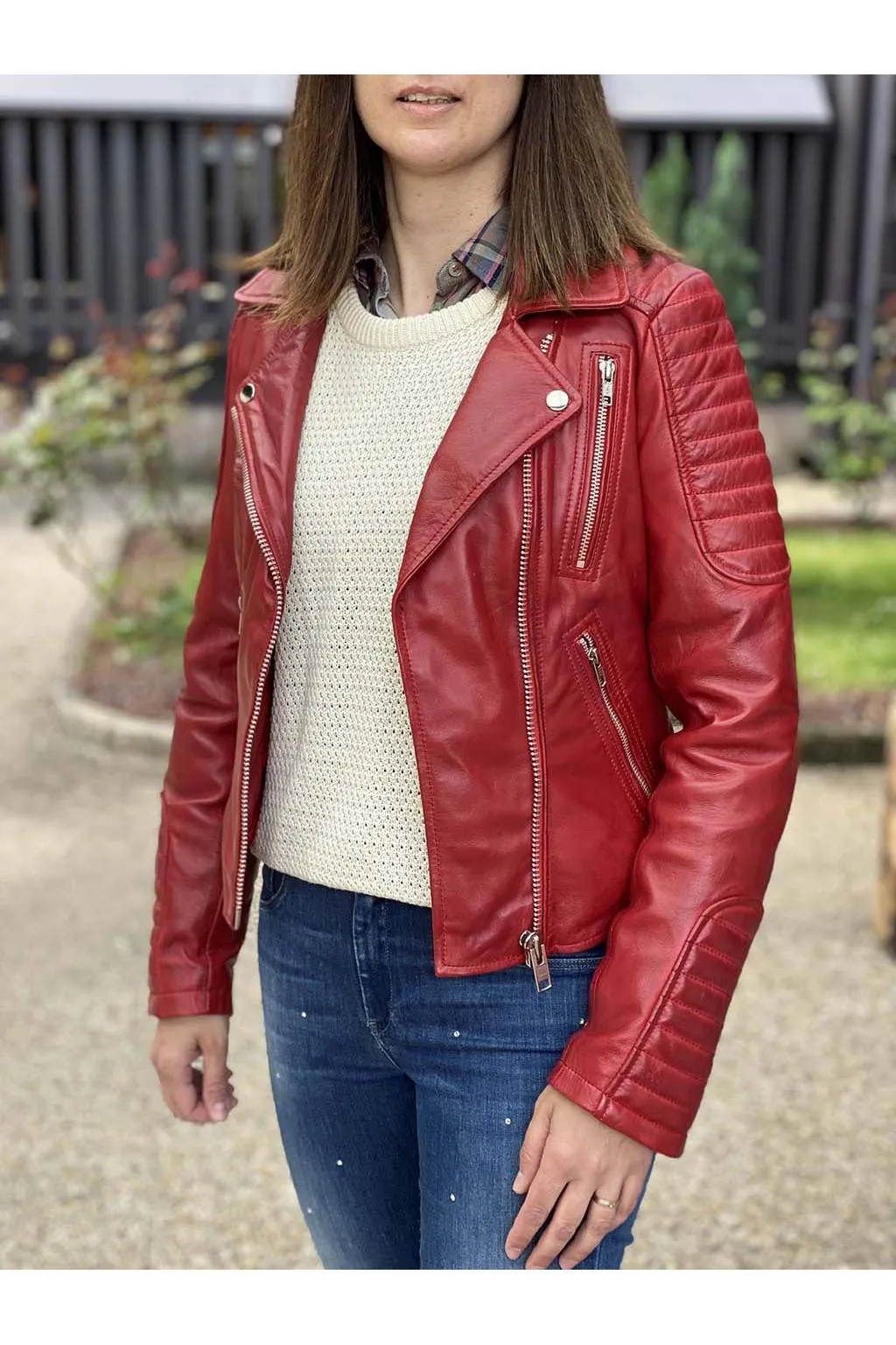 MDP red leather jacket Zaz