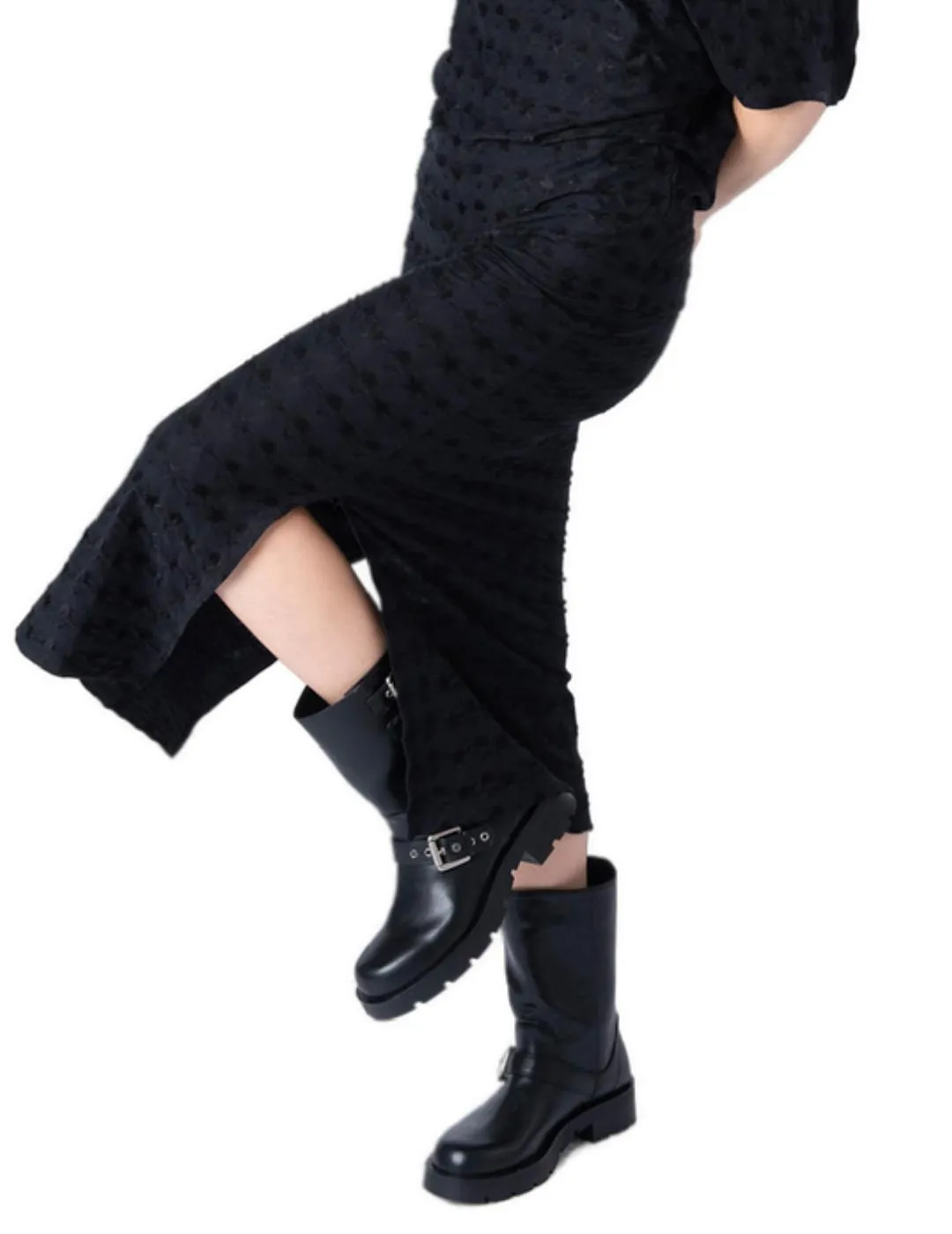 Midi Skirt Black Embroidered Rock Star Brave for Women