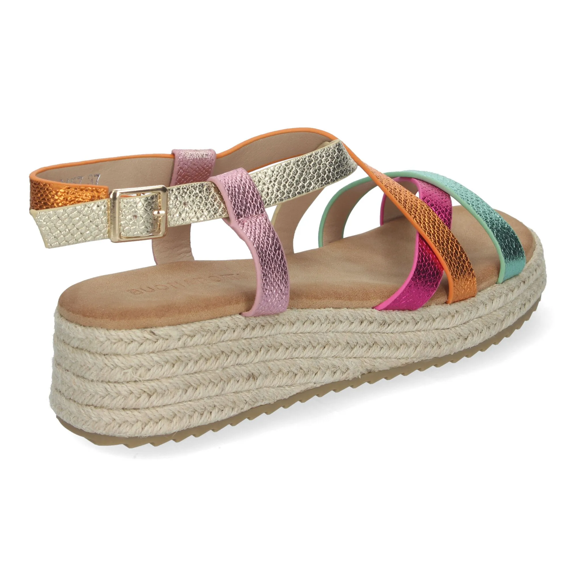 Multicolor Flat Yute Platform Sandals with Straps for Women CF-2457