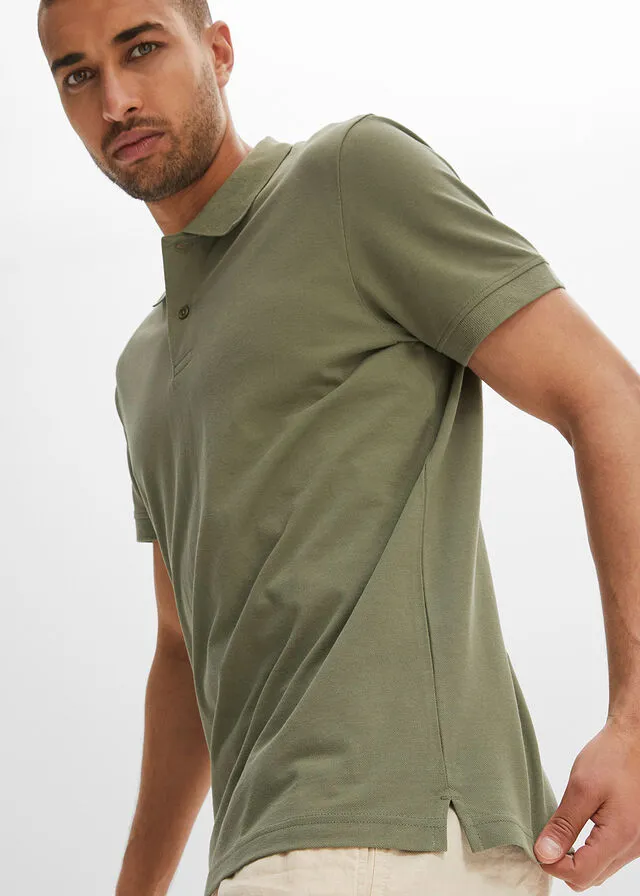 Olive Green Short Sleeve Piqué Polo