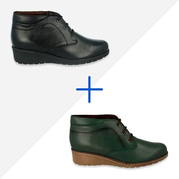 Packs of comfortable women's ankle boots Mod. Tupie 60 in green and black.