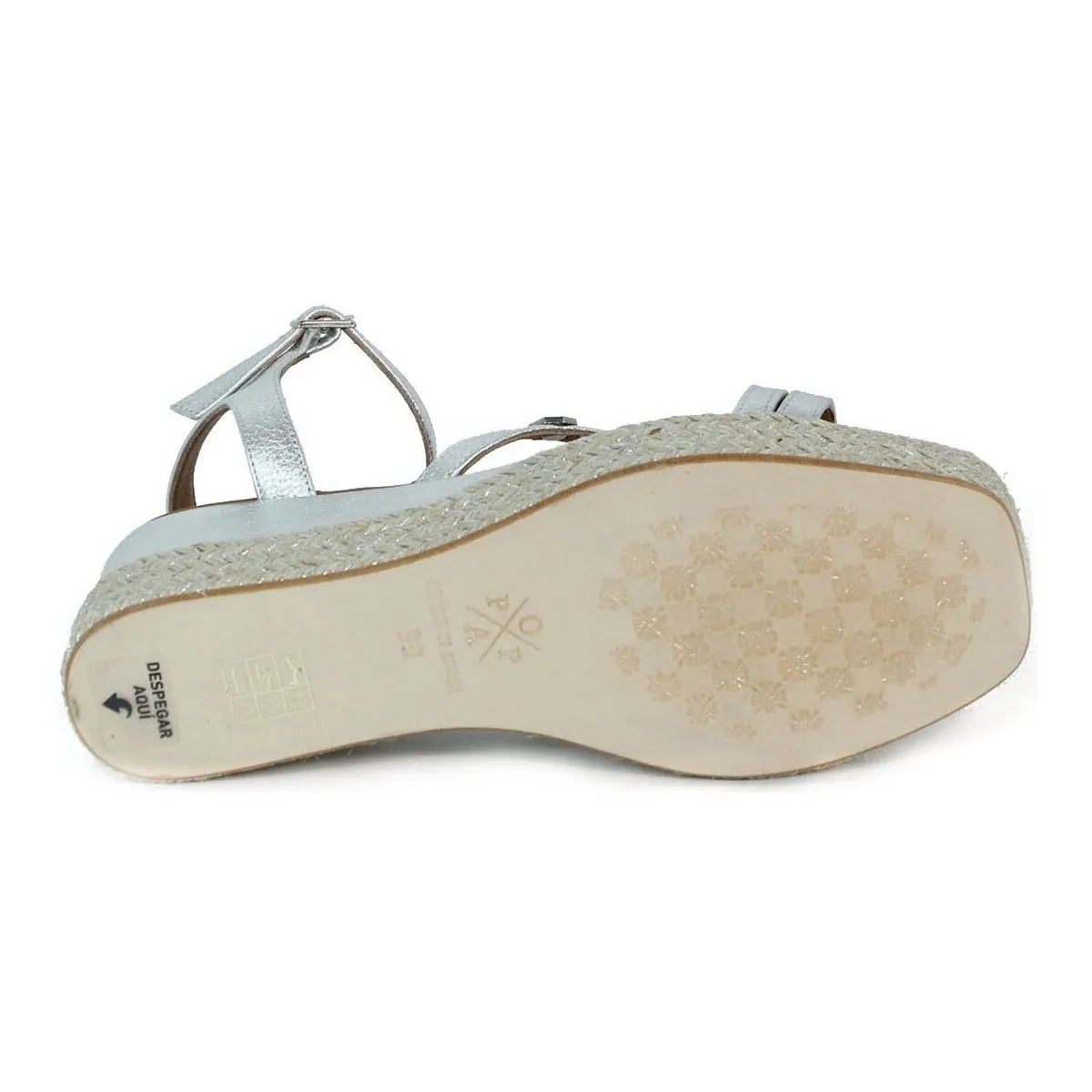 Piel wedge sandals CARLOTI silver laminated