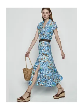 Printed skirt with slits