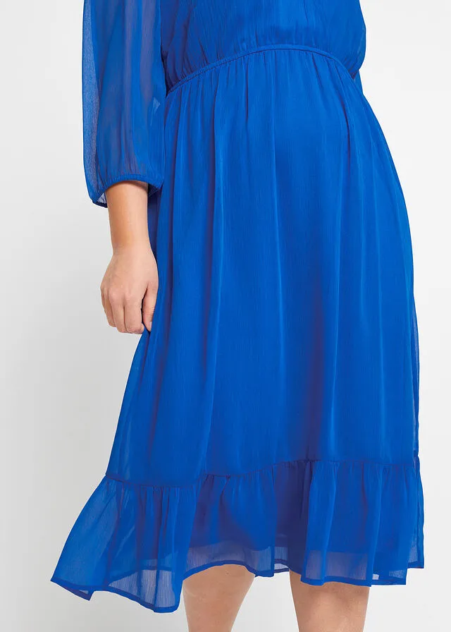 Recycled Polyester Midi Dress in Azur