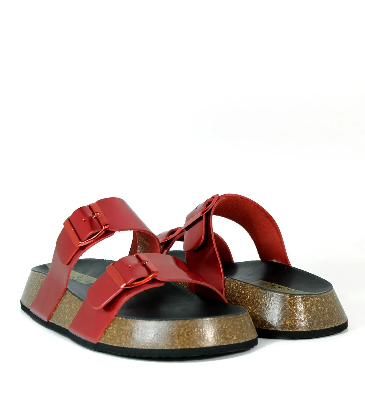 Red Bio Platform Sandals with Buckles Take Me High