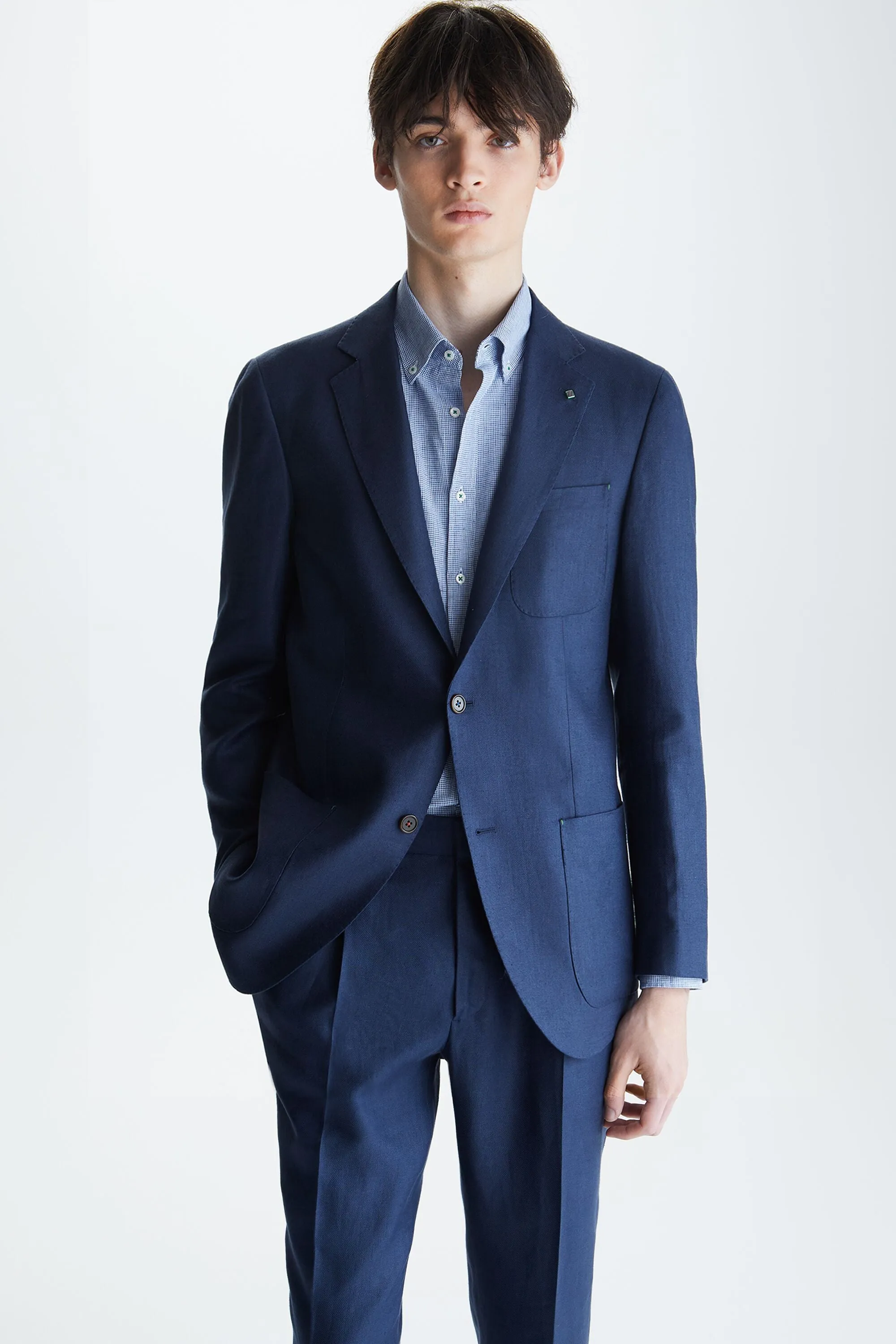 Relaxed Fit Linen Suit Jacket