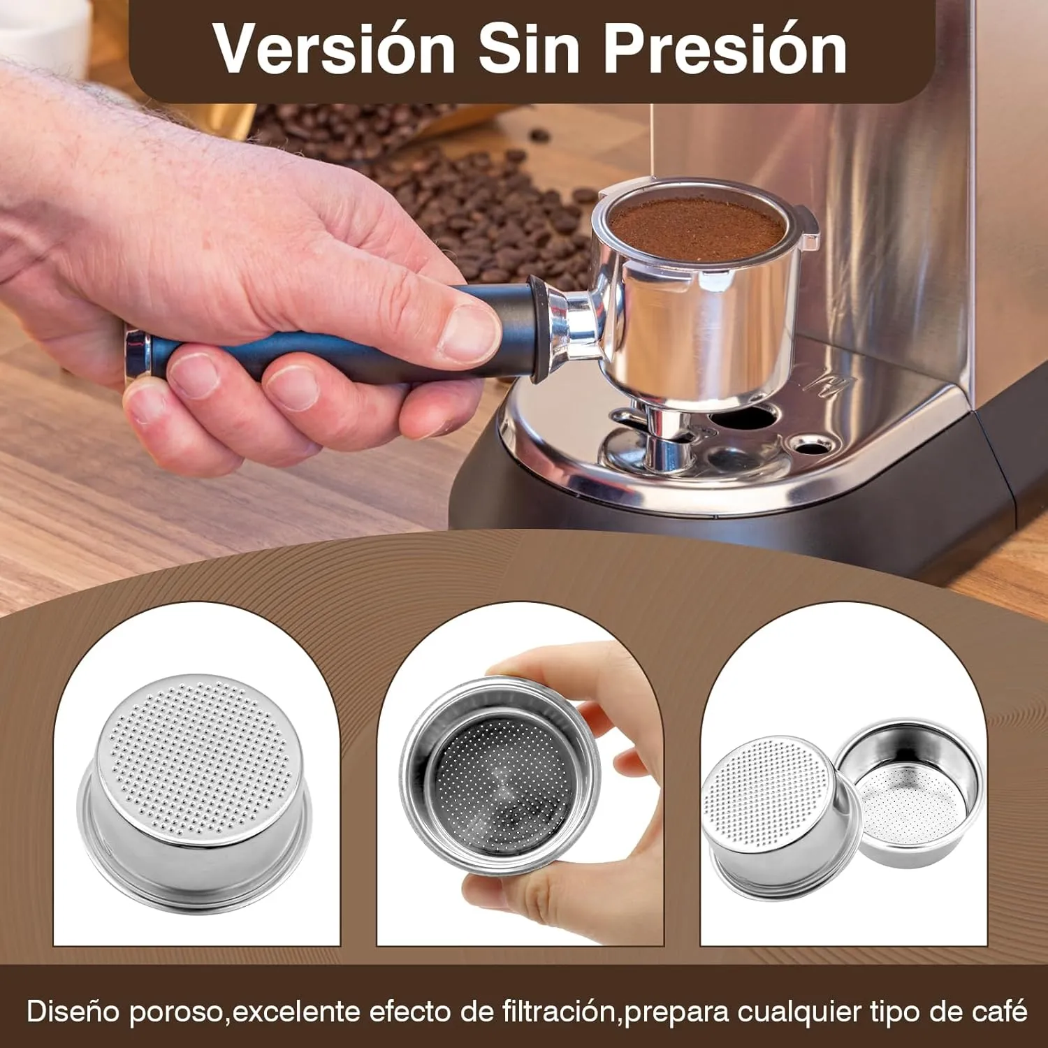Scettar 3 Piezas 51mm 2 Tazas Filtro de Café de Acero Inoxidable Filtros Cafetera Especial Espresso Compatibles con Cafeteras Ce