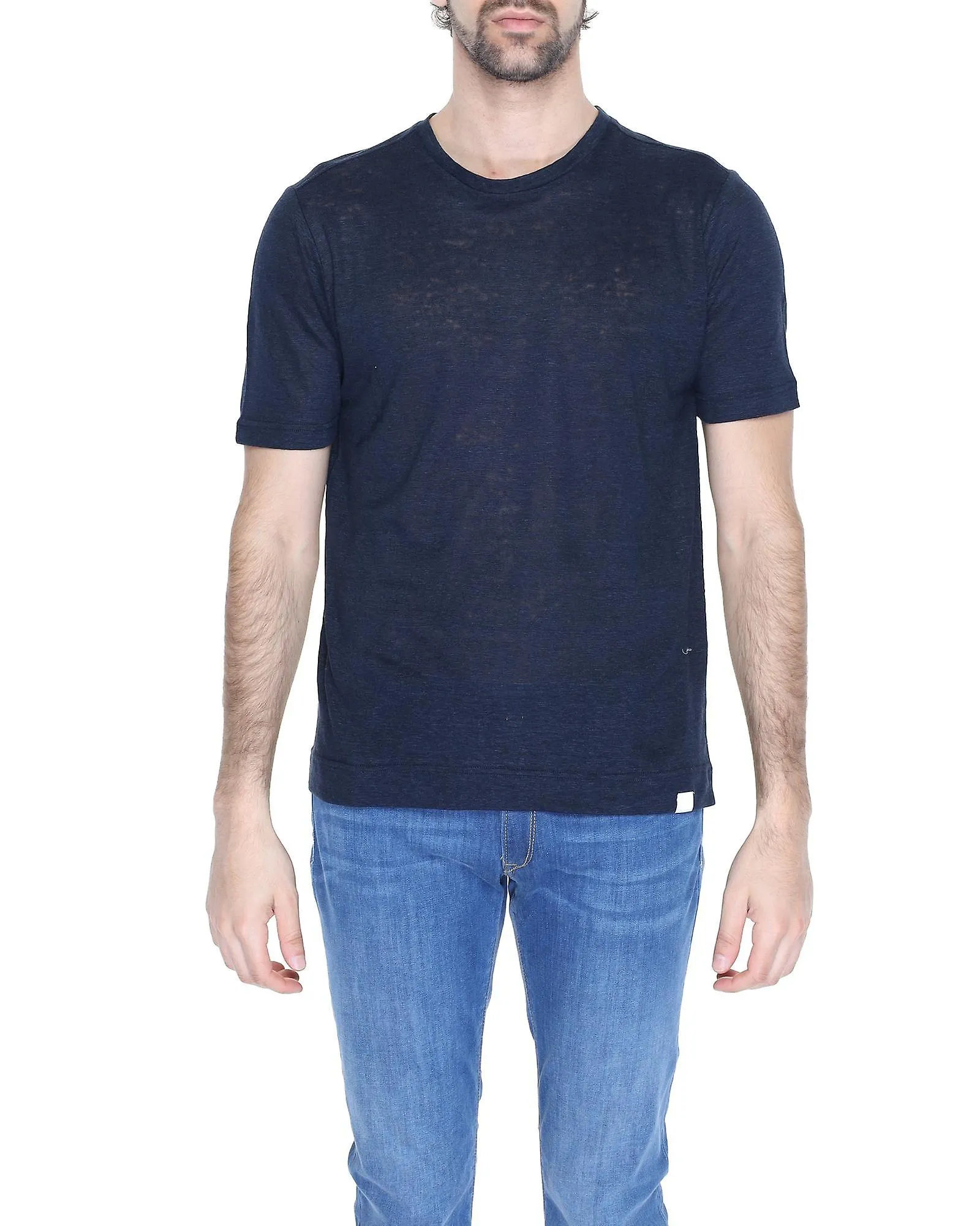 Short-sleeve linen plain t-shirt