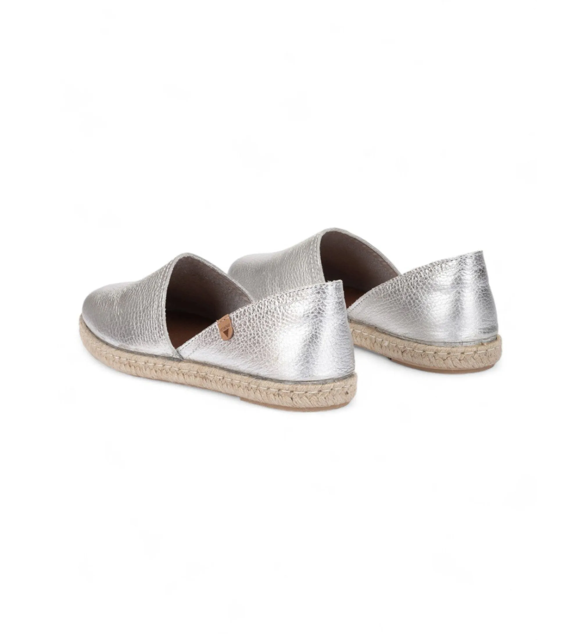 Silver Metal Plate Carmen Leather Espadrilles