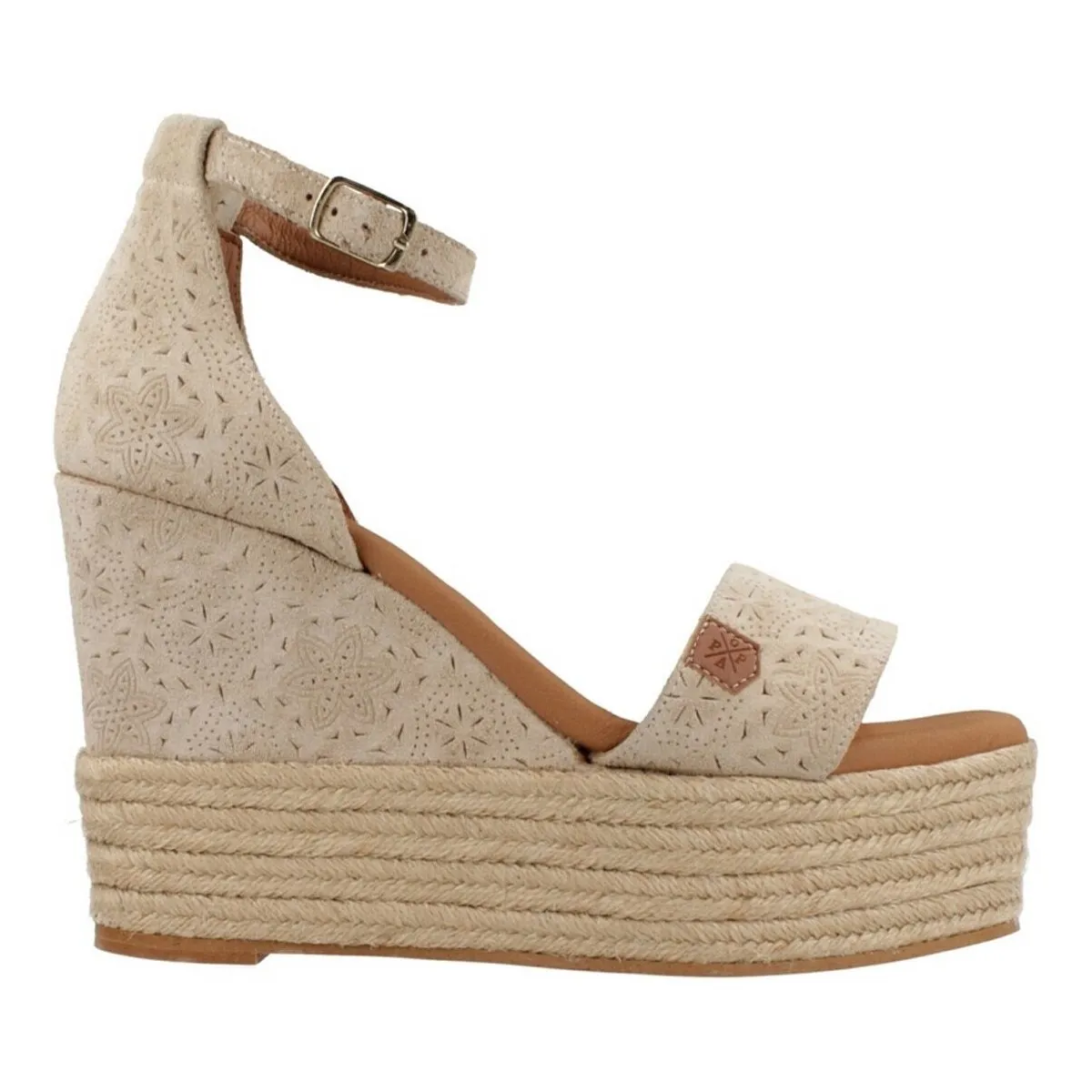 Wedge Sandals with Platform Lagoon Engraved Beige