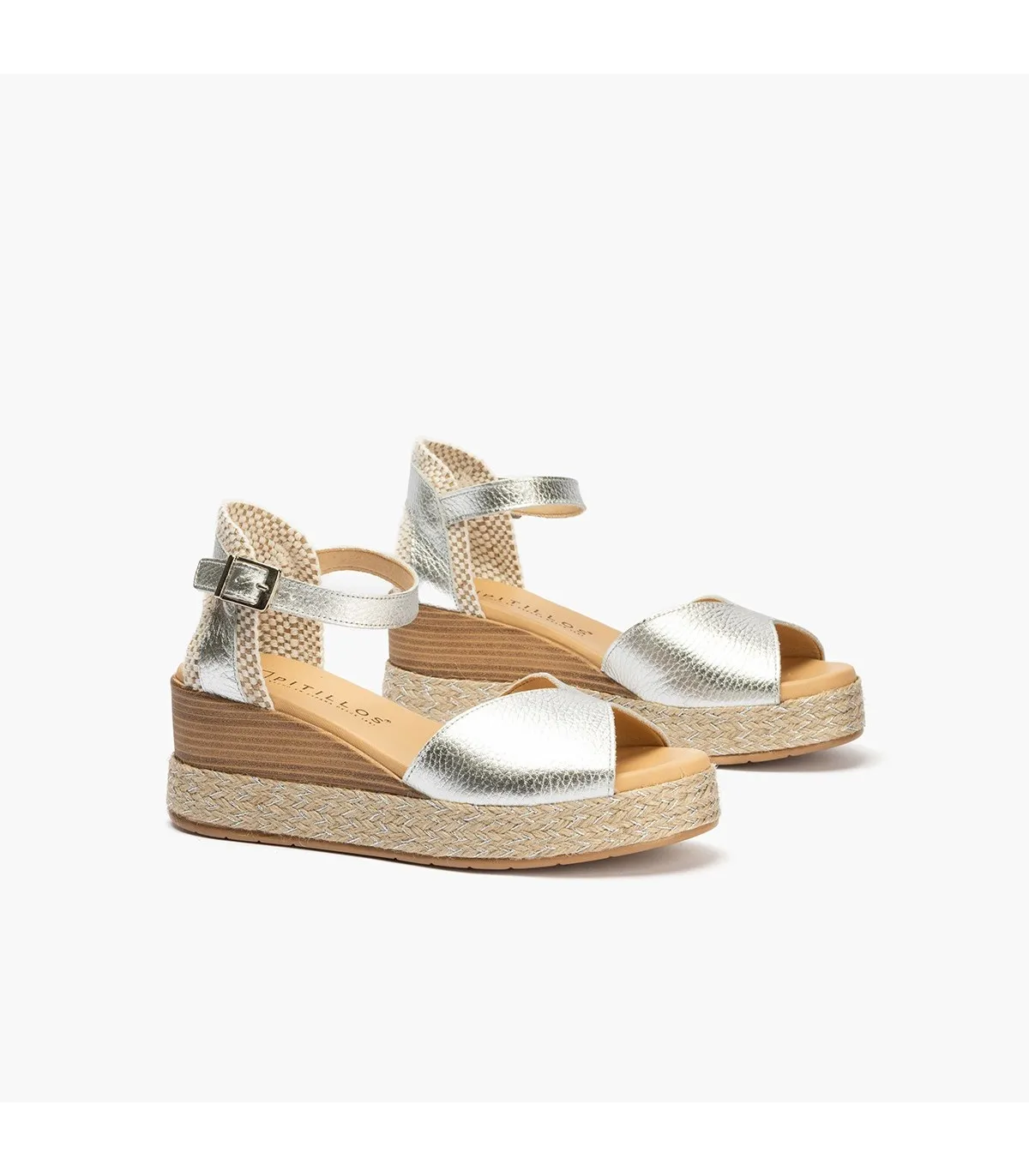 Women's Platform Sandal with Silver Laminated Upper